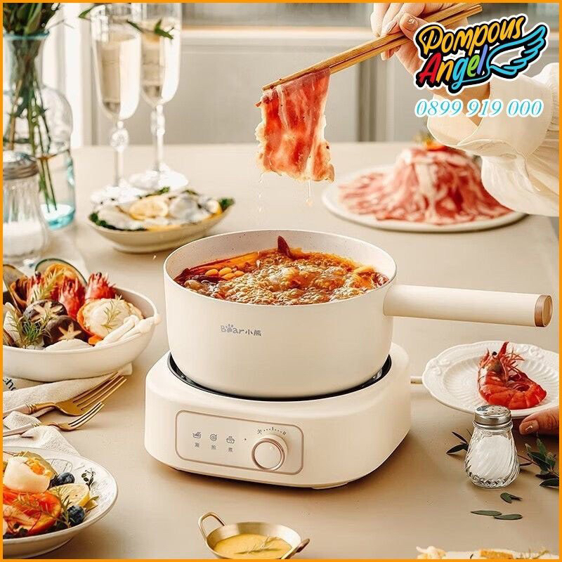 Nồi điện tháo rời mini có khay hấp inox BEAR DHG-D25D1 màu trắng , dung tích 2.5L bảo hành 12 tháng