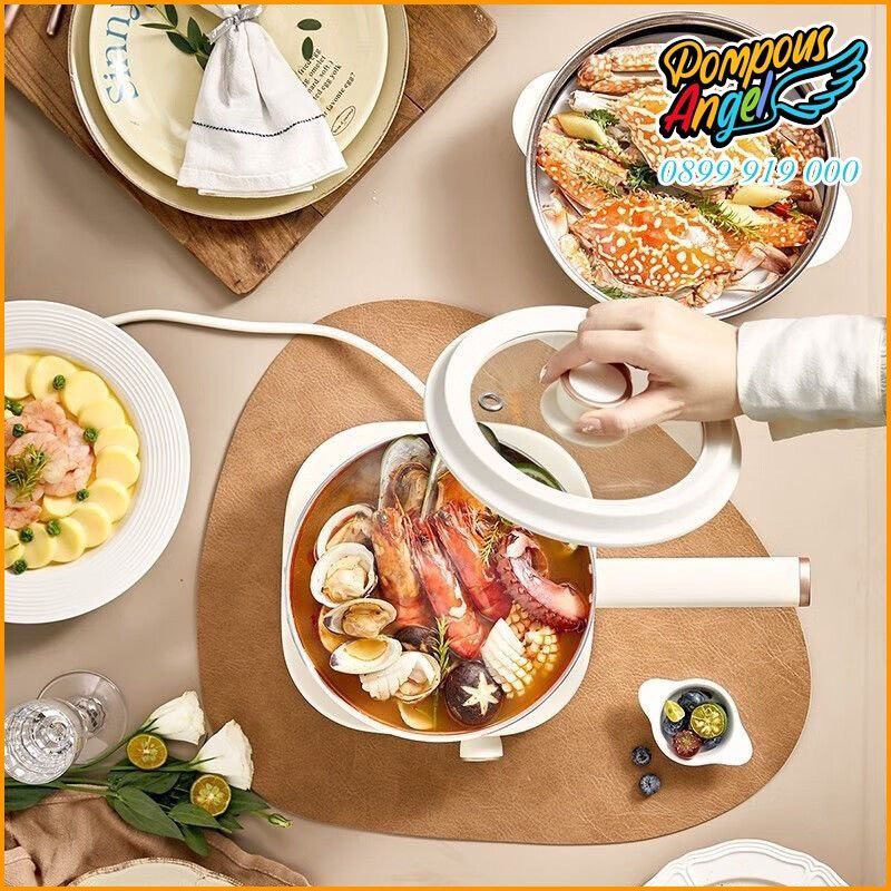 Nồi điện tháo rời mini có khay hấp inox BEAR DHG-D25D1 màu trắng , dung tích 2.5L bảo hành 12 tháng