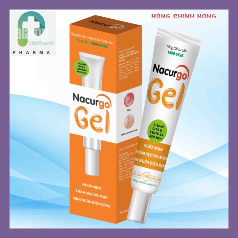 Gel ngừa sẹo Mụn, Thâm sẹo do Mụn và Mụn ngừa diện rộng : Nacurgo Gel ( 20g)