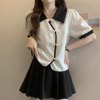 Sơ mi nữ trắng cúc thêu hoa xinh xắn