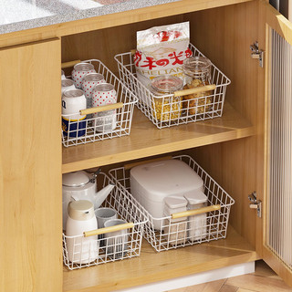  Giỏ sắt Trắng  Đen có tay cầm 29,5 x 22 x 12cm Đựng Vật Dụng Phòng Tắm Giỏ nhà bếp có tay cầm gỗ có ảnh thật 