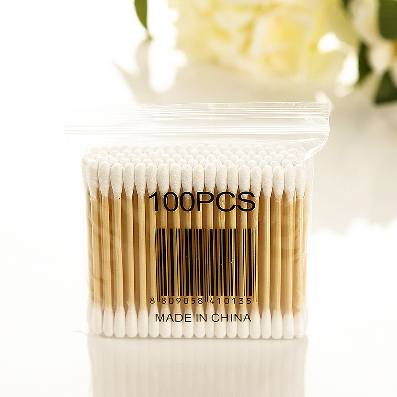 Bông Ngoáy Tai Lấy Ráy Tai Thân Gỗ Gói 100 Chiếc Tăm Bông Tiệt Trùng Sạch Sẽ Thân Thiện Với Môi Trường