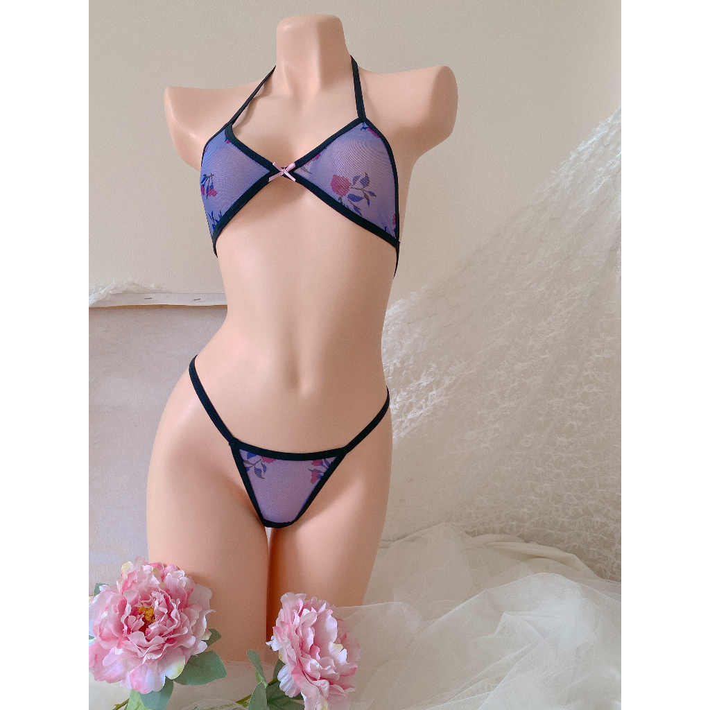 SET59 Bộ đồ lót thun lưới xẻ đáy - set gồm quần lót và áo lót nữ -set đồ lót sexy bigsize -cochunhoquan11