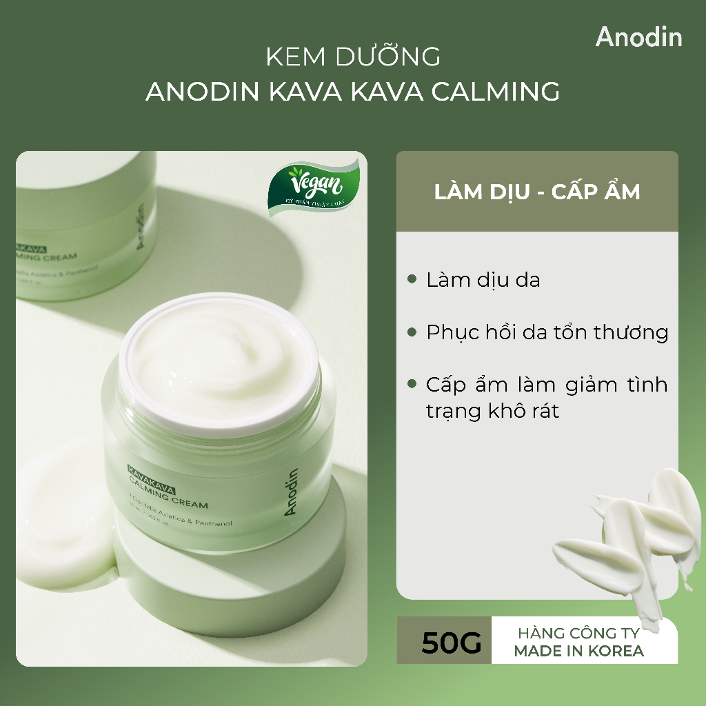 Kem dưỡng siêu cấp ẩm và làm dịu da Anodin Kavakava Calming Cream 50g - Hàn Quốc Chính Hãng