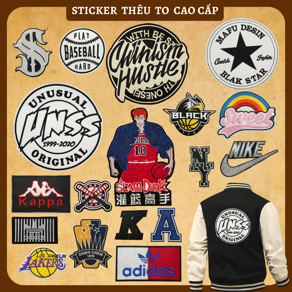 Sticker vải thêu cao cấp - CÓ SẴN KEO ỦI,Patch ủi dùng làm miếng vá Quần Áo,áo phao,BALO,quần jogger, đồ jeans, giày dép