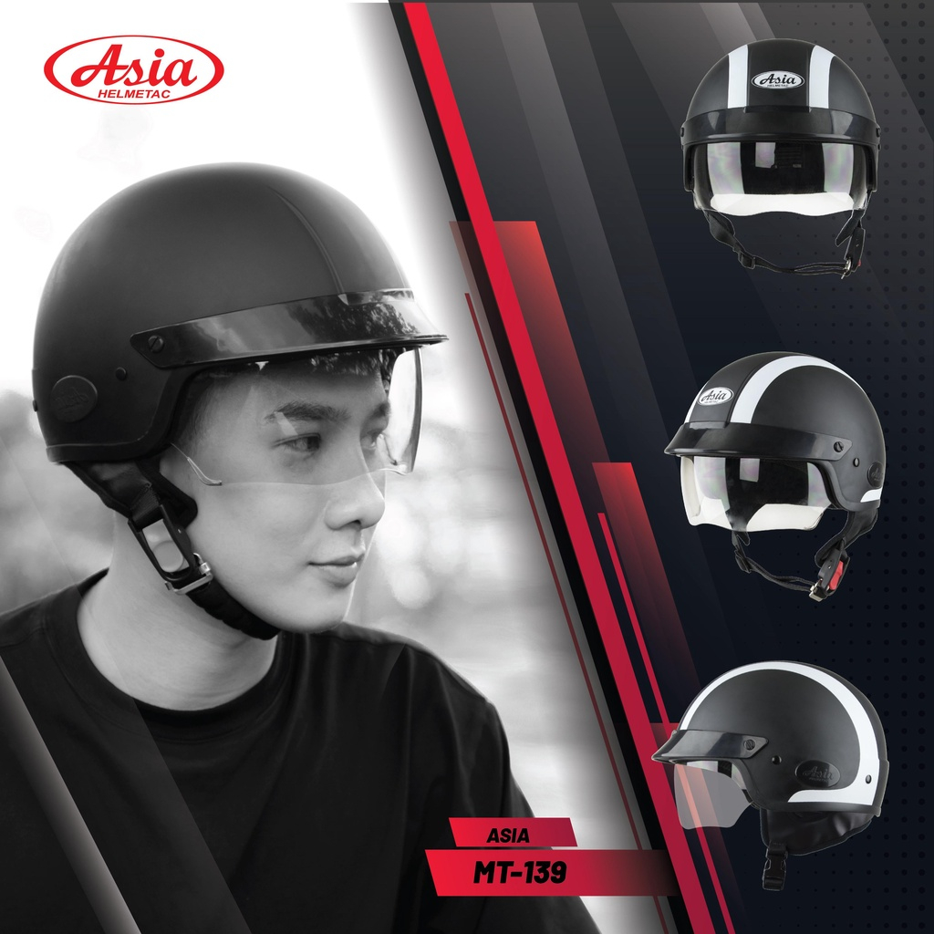 MŨ BẢO HIỂM 3/4 CHÍNH HÃNG ASIA MT139