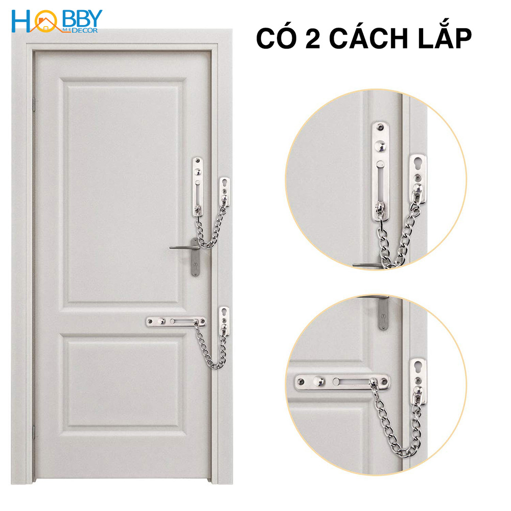 Chốt cửa dây xích an toàn inox 304 gắn cửa HOBBY Home Decor KLC bảo vệ phòng cho chung cư phòng ngủ