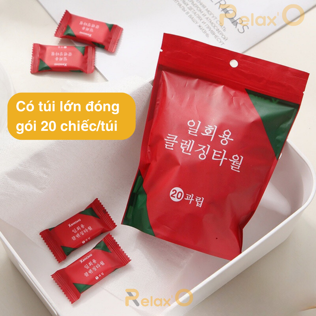 Khăn lau dạng NÉN hình viên kẹo Hàn Quốc, nhỏ gọn, tiện dụng bỏ túi, sợi tự nhiên, mềm mại, không hoá chất