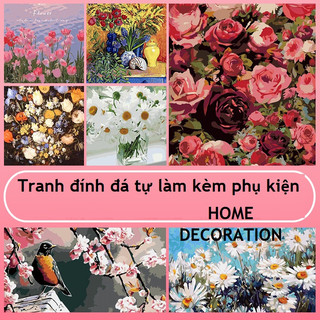  Tranh Đính Đá 5D HOA TULIP Tự Hoàn Thành  Kích Thước 40x30cm( không kèm khung)
