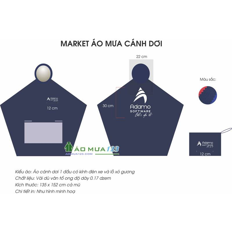 Áo Mưa Cánh Dơi Sợi Vải Dù Siêu Dầy, Áo Mưa Phản Quang Xẻ Tay Đi Xe Máy Có Kính Trong Suốt Bảo Vệ Mắt-Loại Tốt Nhất