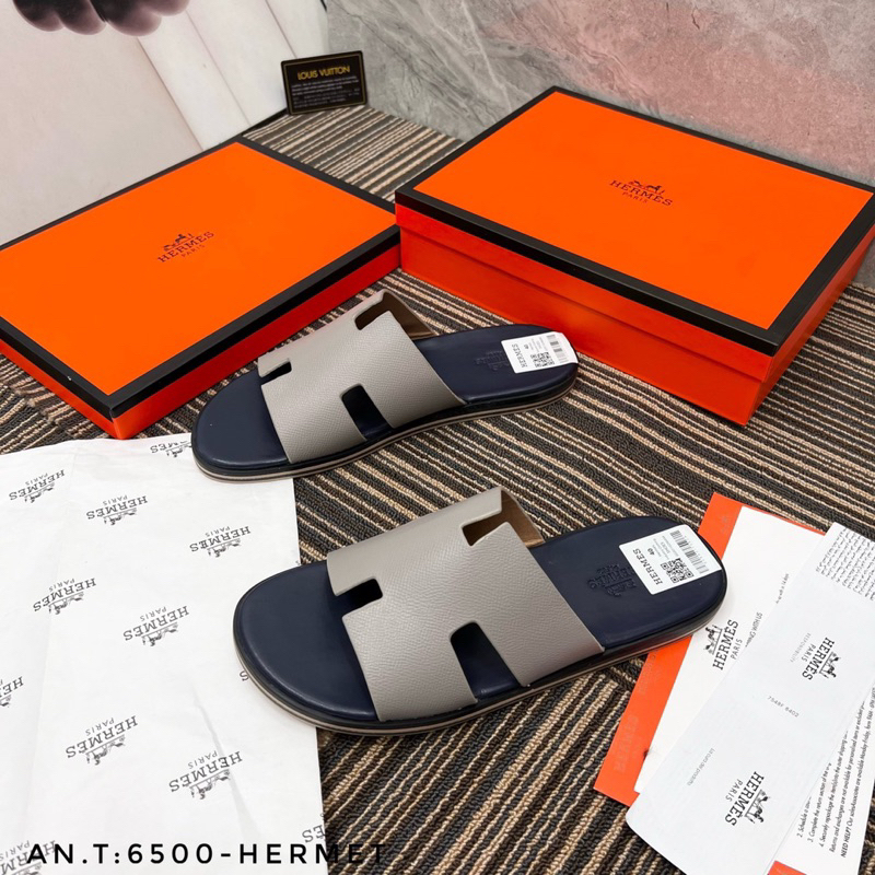 Dép lê HM đế phíp gỗ quai da bò xịn dày dặn fullbox