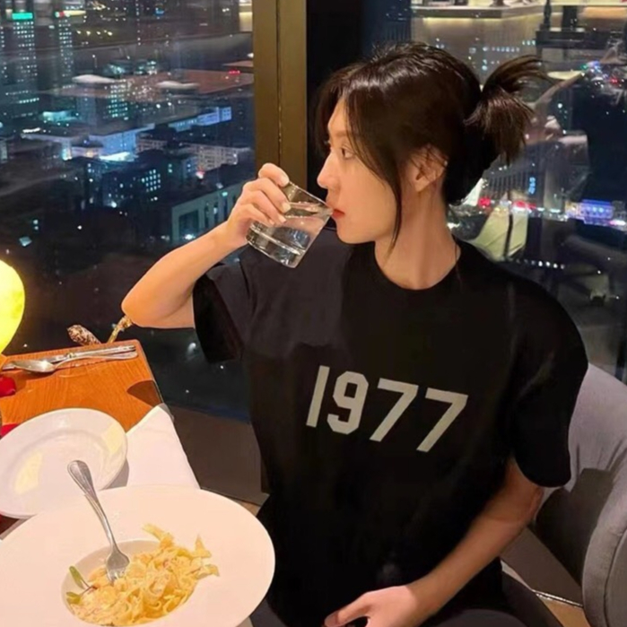 Bộ Đồ Nam nữ boy phố tay nhỡ áo thun tay nhỡ in hình 1977 chất liệu cotton dáng thể thao