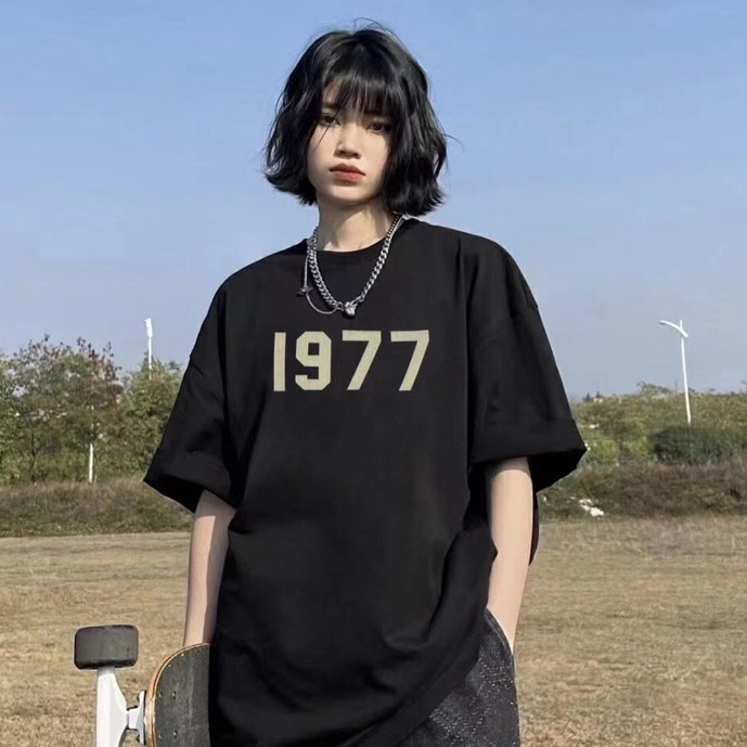 Bộ Đồ Nam nữ boy phố tay nhỡ áo thun tay nhỡ in hình 1977 chất liệu cotton dáng thể thao