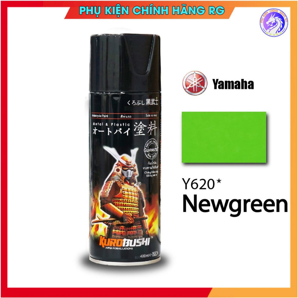 Sơn xịt samurai màu xanh lá chuối mã Y620 sơn trên nền màu trắng