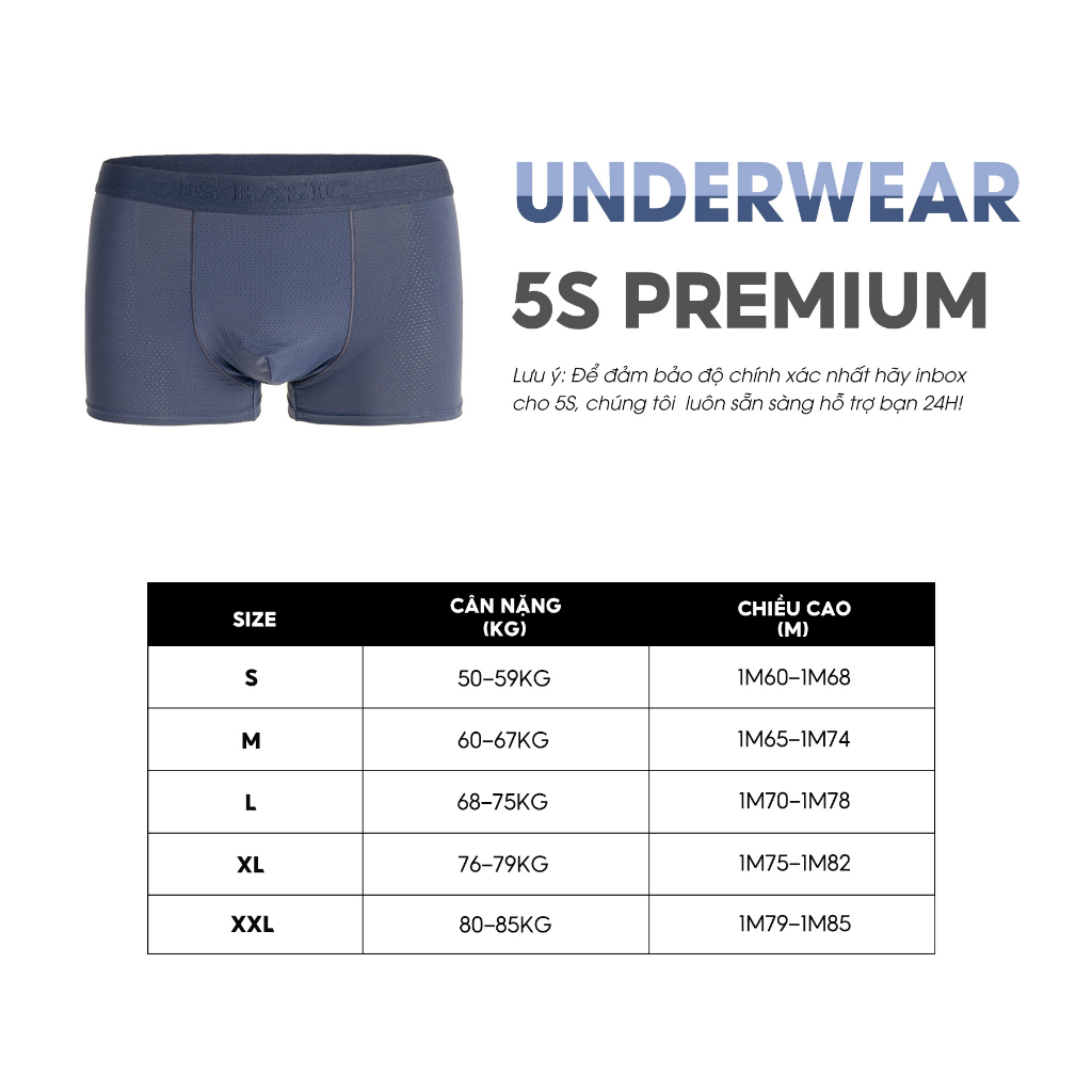 Quần Sịp Đùi Nam 5S FASHION, Vải Coolmax Siêu Mịn, Mềm, Thiết Kế Thông Hơi, Co Giãn Thoải Mái