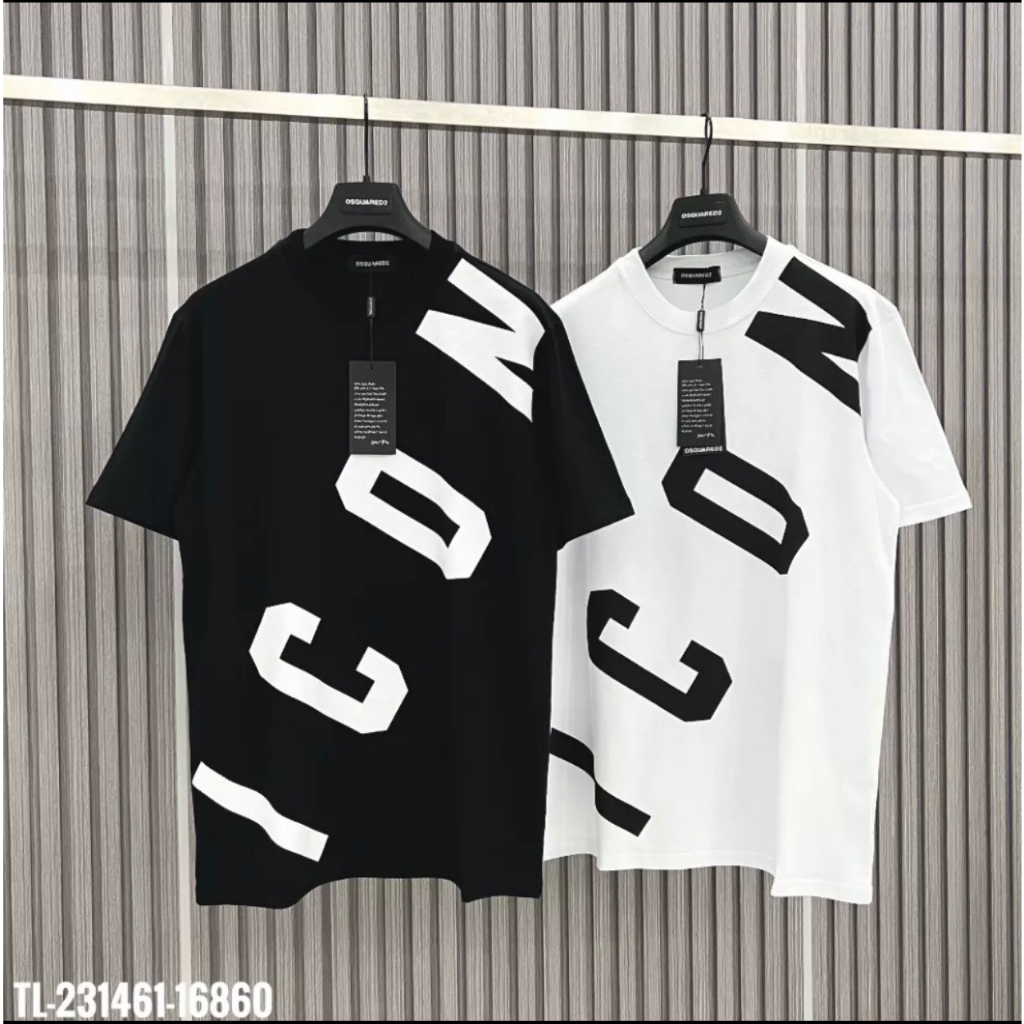 Áo Thun ICON Phối Logo Chạy Chéo Cao Cấp Chất Vải Cotton Thoáng Mát Co Dãn 4 Chiều Siêu Hót Trend 2023