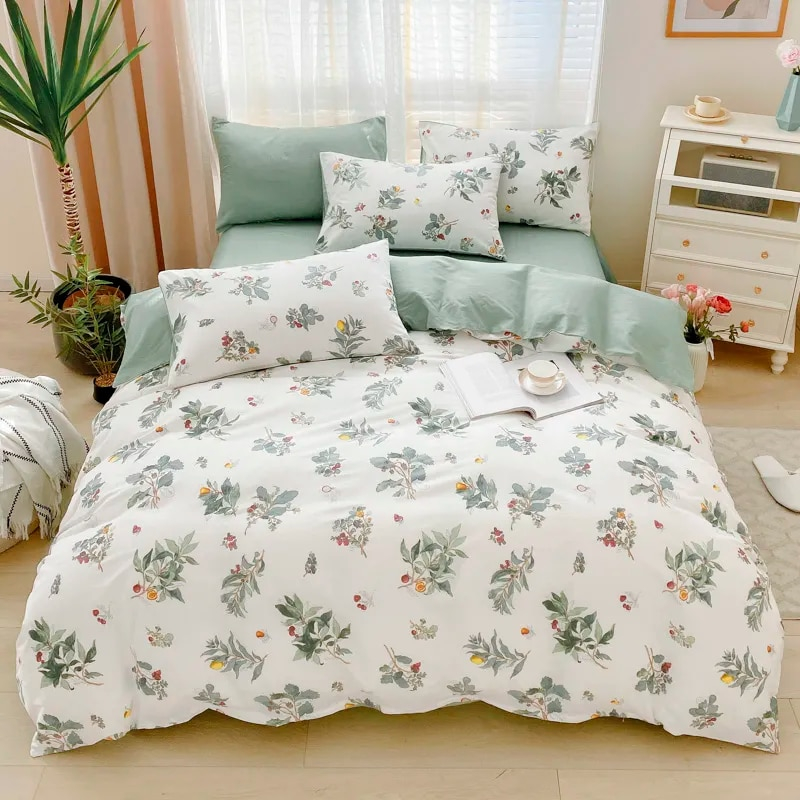 Bộ ga giường áo gối kèm mền Stefani cotton nhung 5 món mềm mại nhiều mẫu mới 2023 1m2, 1m4, 1m6, 1m8x2m