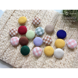 Set 5 cúc áo, nút áo bọc vải linen đa sắc