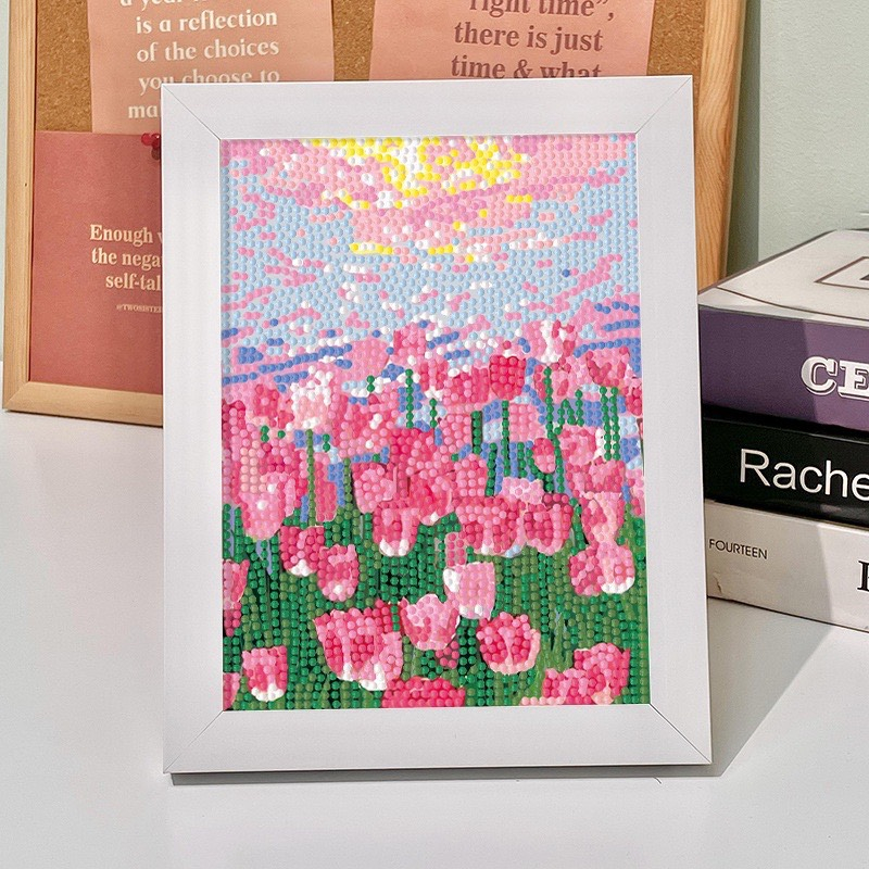 Tranh Đính Đá 5D HOA TULIP Tự Hoàn Thành  Kích Thước 40x30cm