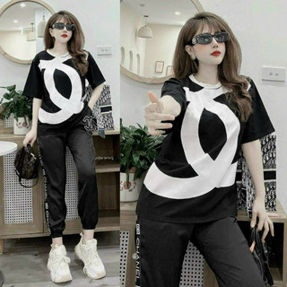 Bộ dài cotton phối 3d cao cấp