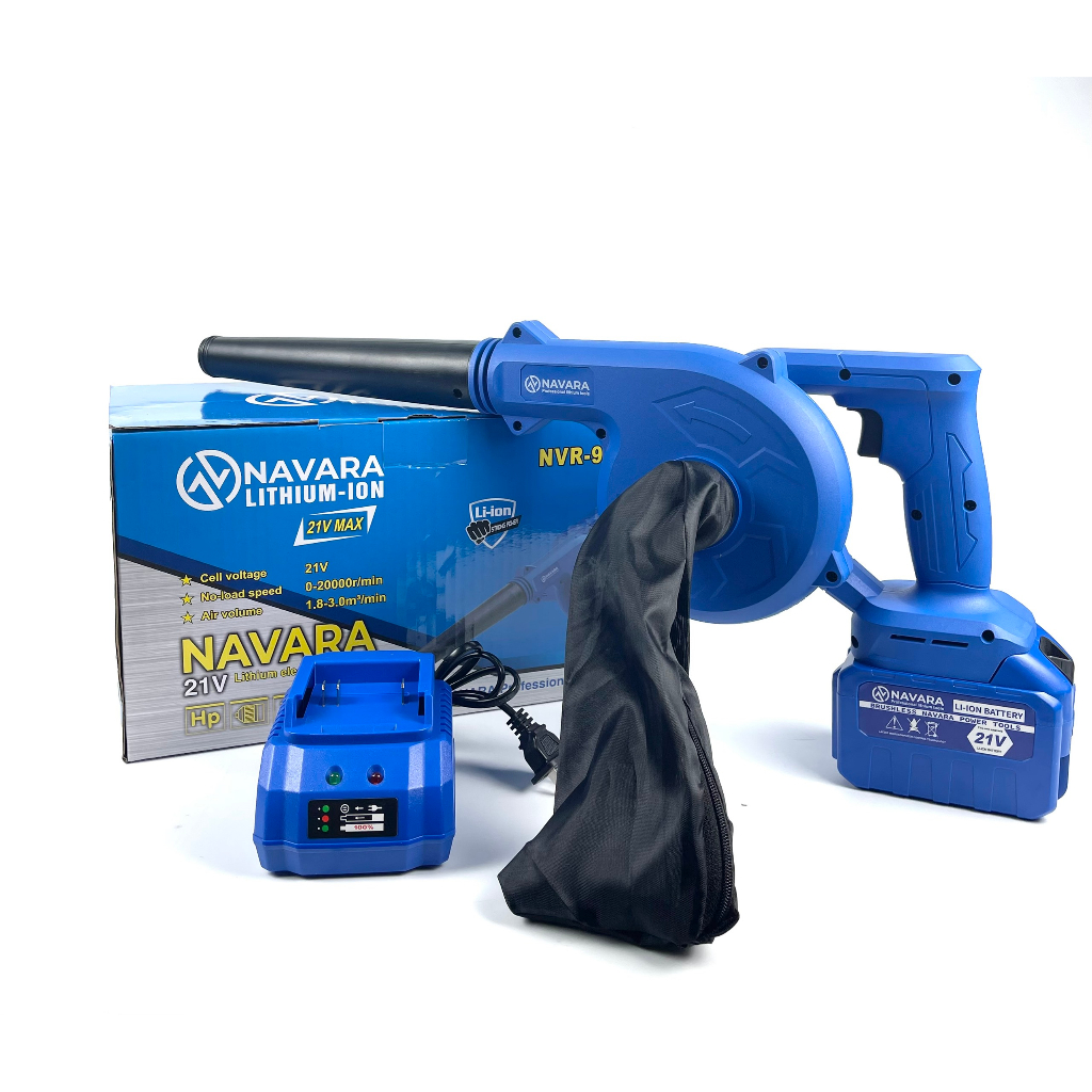Máy thổi hút bụi cầm tay dùng pin Navara 9001 dùng chân pin phổ thông - Máy thổi bụi hút bụi 2 trong 1 công suất 680W