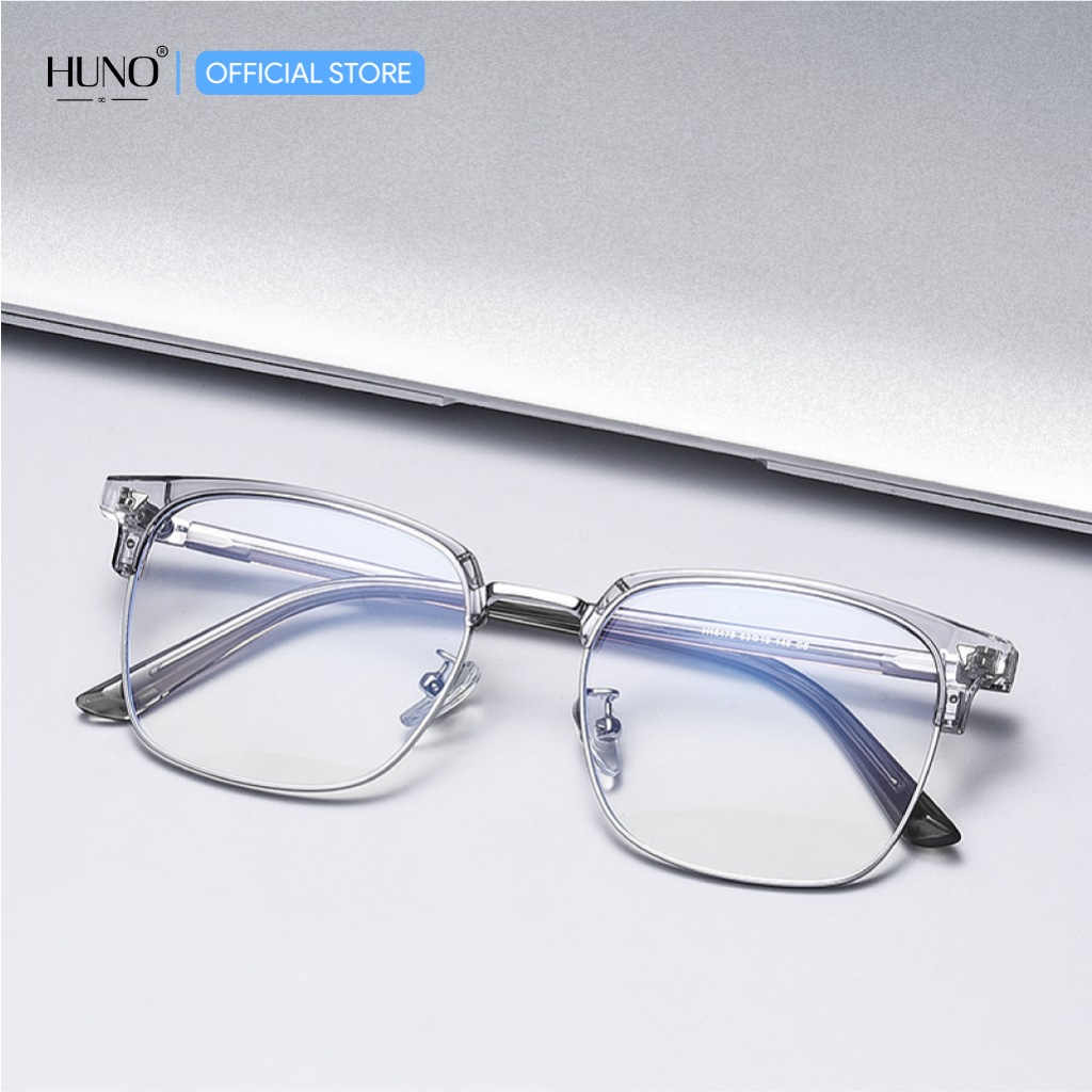 Kính mắt nam nữ gọng trong HUNO, khung kim loại kiểu dáng trẻ trung cá tính - K98