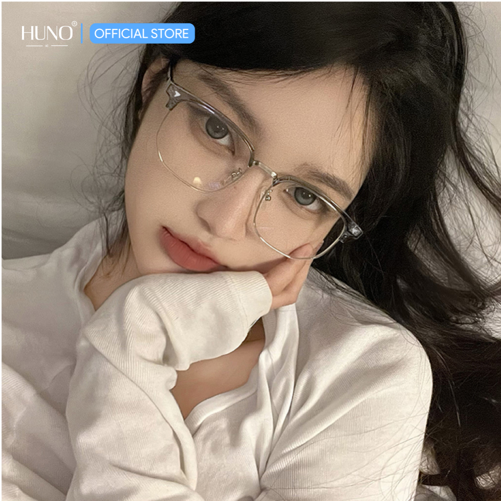 Kính mắt nam nữ gọng trong HUNO, khung kim loại kiểu dáng trẻ trung cá tính - K98