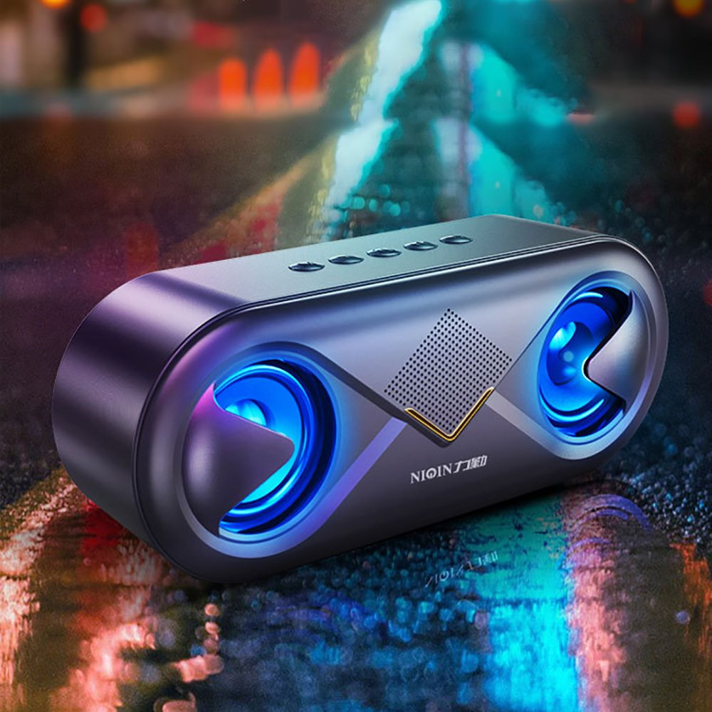 Loa bluetooth mini bass cực căng, loa không dây nghe nhạc âm thanh hifi kết hợp đồng hồ và đèn led nháy theo nhạc.