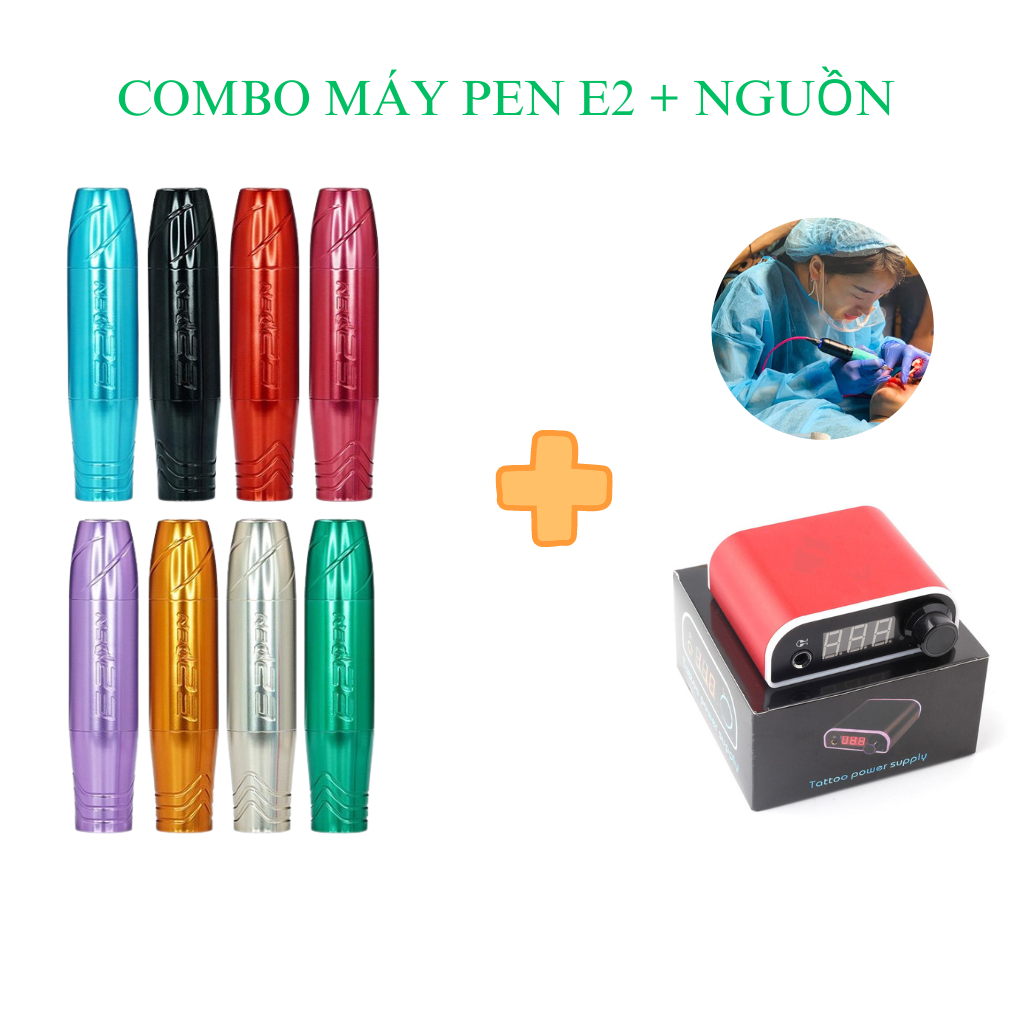 Máy Pen E2 Phun Xăm Logo Chìm, Máy Pen Phun Xăm Mini Chính Hãng Bảo Hành 6 Tháng