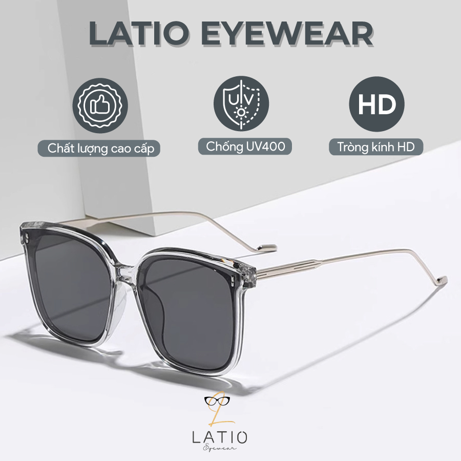 Kính mát LATIO Kính râm Nam Nữ Thời trang Dễ dàng phối outfit Tạo cảm giác thon gọn khuôn mặt Chống UV400 - KM91