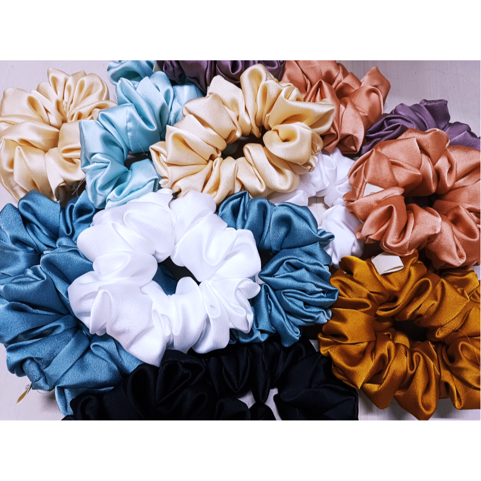 Cột tóc scrunchies handmade chất liệu lụa satin mềm mịn size 12-13cm