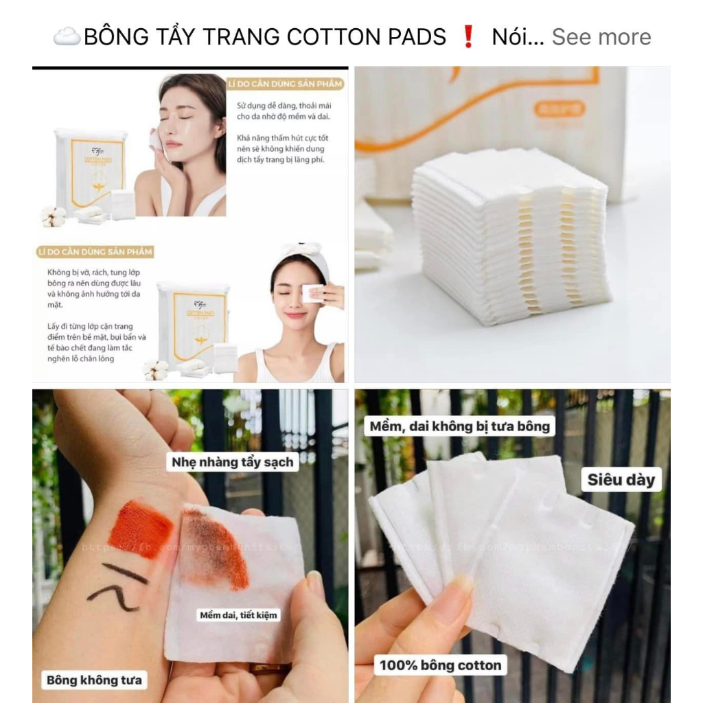 Bông Tẩy Trang Cotton Pads 222 Miếng Túi Zip- Hàng Chính Hãng Bông Tẩy Trang