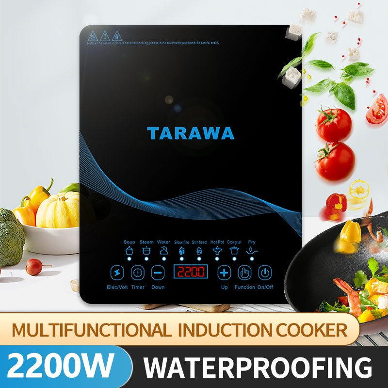 Bếp Từ Đơn Tarawa Nhật Bản Cao Cấp 2200W Tiết Kiệm Điện, Nhiều Chế Độ, Màn Hình Cảm Ứng Tuỳ Chỉnh Siêu Nét