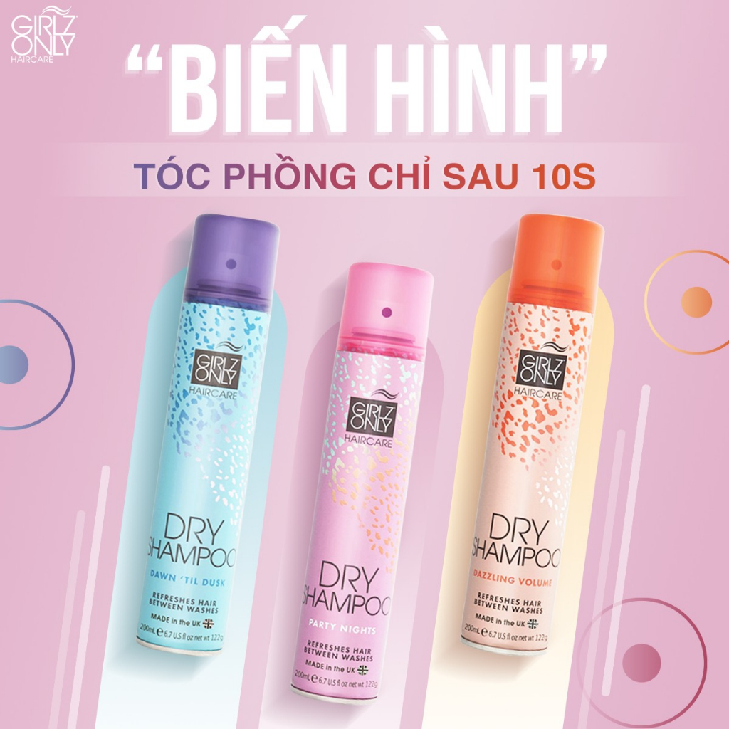 Combo 2 Dầu Gội Khô Dry Shampoo Girlz Only Tiện lợi Dawn ‘Til Dusk & No Residue Nude