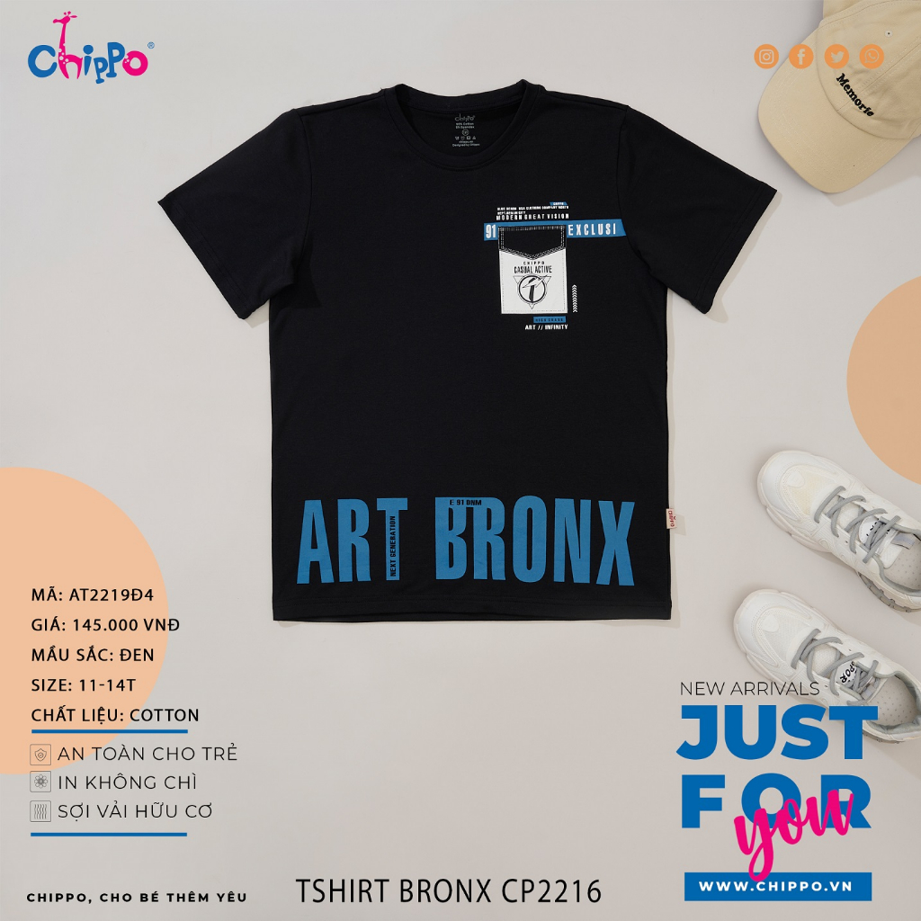 Áo phông cộc tay Chippo chất liệu 100% cho bé trai áo thun mùa hè cho bé 11-14 Tuổi