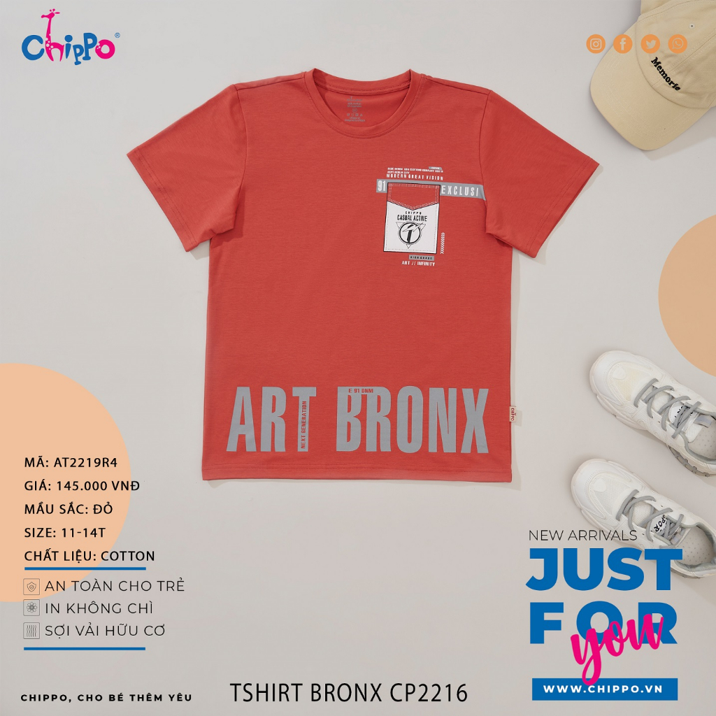 Áo phông cộc tay Chippo chất liệu 100% cho bé trai áo thun mùa hè cho bé 11-14 Tuổi