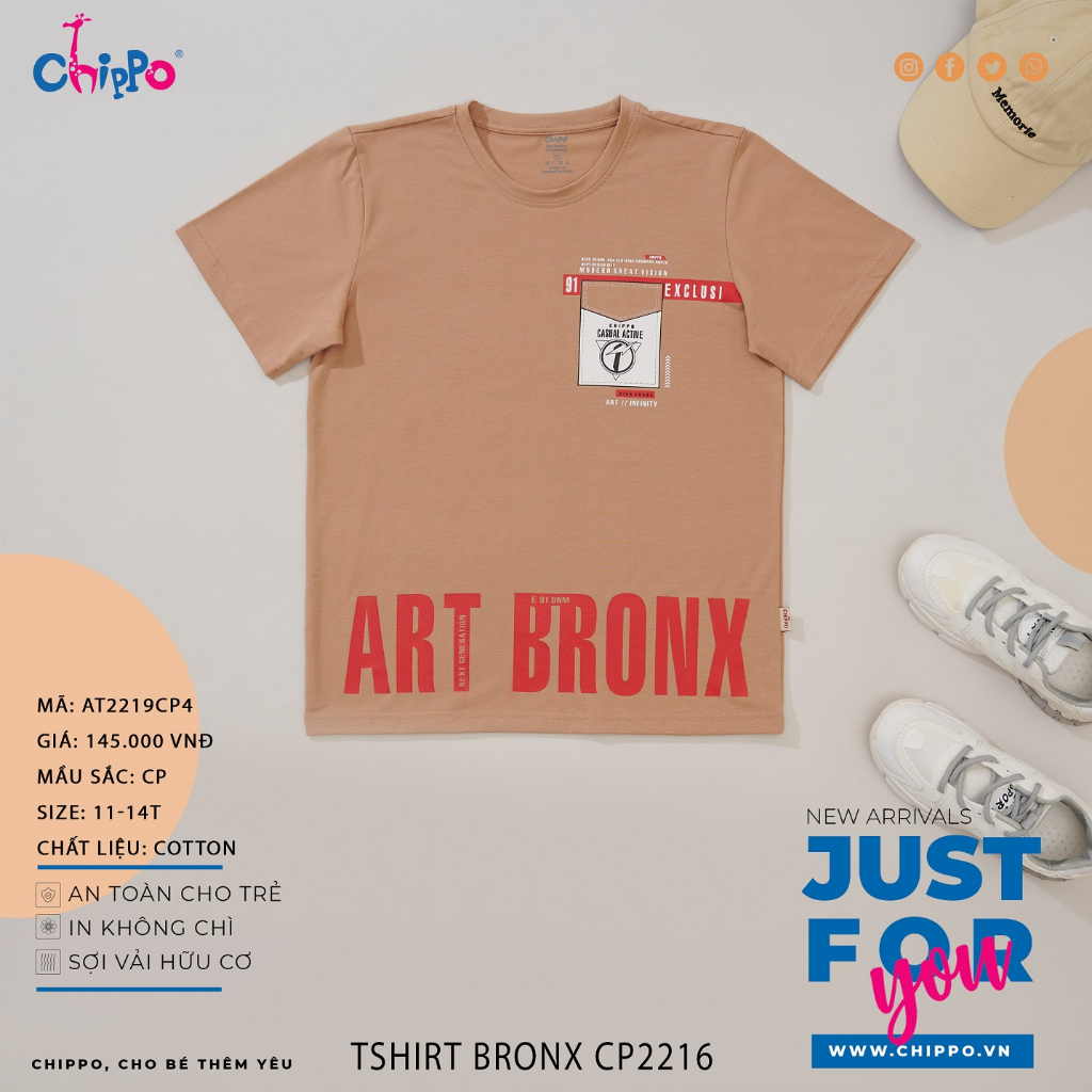 Áo phông cộc tay Chippo chất liệu 100% cho bé trai áo thun mùa hè cho bé 11-14 Tuổi