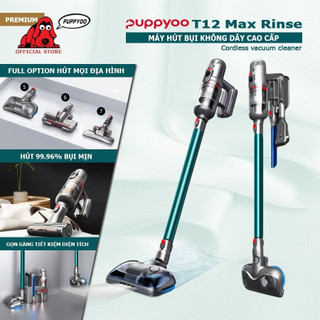 Máy Hút Bụi Không Dây Cao Cấp PUPPYOO T12 MAX RINSE công suất lớn 685W, kèm 8 đầu hút siêu tiện lợi