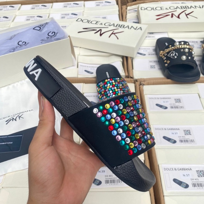 Dép DG Nam Đính Hạt Cao Cấp - Dép DG Đính Đá Quảng Châu Full Box Hot 2023