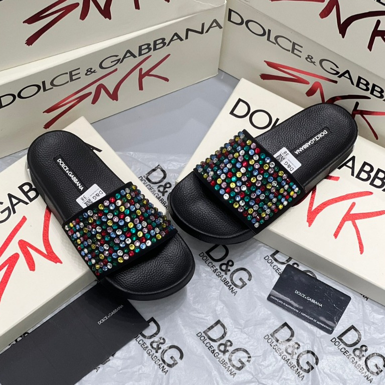 Dép DG Nam Đính Hạt Cao Cấp - Dép DG Đính Đá Quảng Châu Full Box Hot 2023