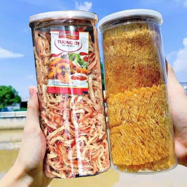 [COMBO 2 HŨ] MỰC XÉ HẤP NƯỚC CỐT DỪA + MỰC CÁN TẨM GIA VỊ ( Mỗi hũ 250gram)