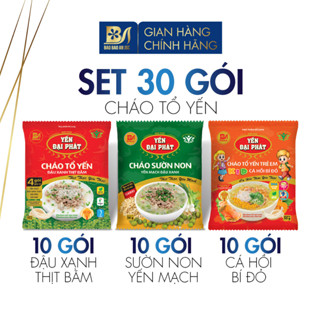 Set 30 Gói Cháo Mix Vị Đậu Xanh Thịt Bằm, Sườn Non Yến Mạch, Cá Hồi Bí Đỏ - Yến Đại Phát
