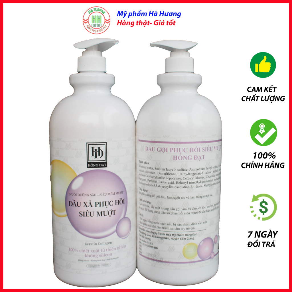 Dầu gội collagen, keratin siêu mượt Hồng Đạt 2*2000ml