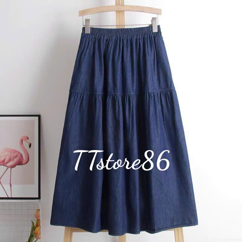 Chân váy dáng dài 1 lớp vải thô giả bò , mẫu thời trang mới nhất