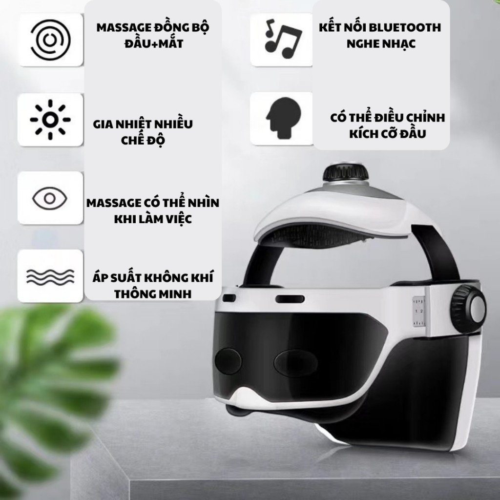 Máy massage đầu cao cấp DAITASHI ZC-608,mát xa nén khí gia nhiệt kết hợp bluetooth nghe nhạc thư giãn