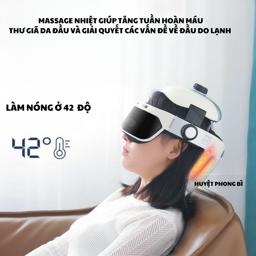 Máy massage đầu cao cấp DAITASHI ZC-608,mát xa nén khí gia nhiệt kết hợp bluetooth nghe nhạc thư giãn