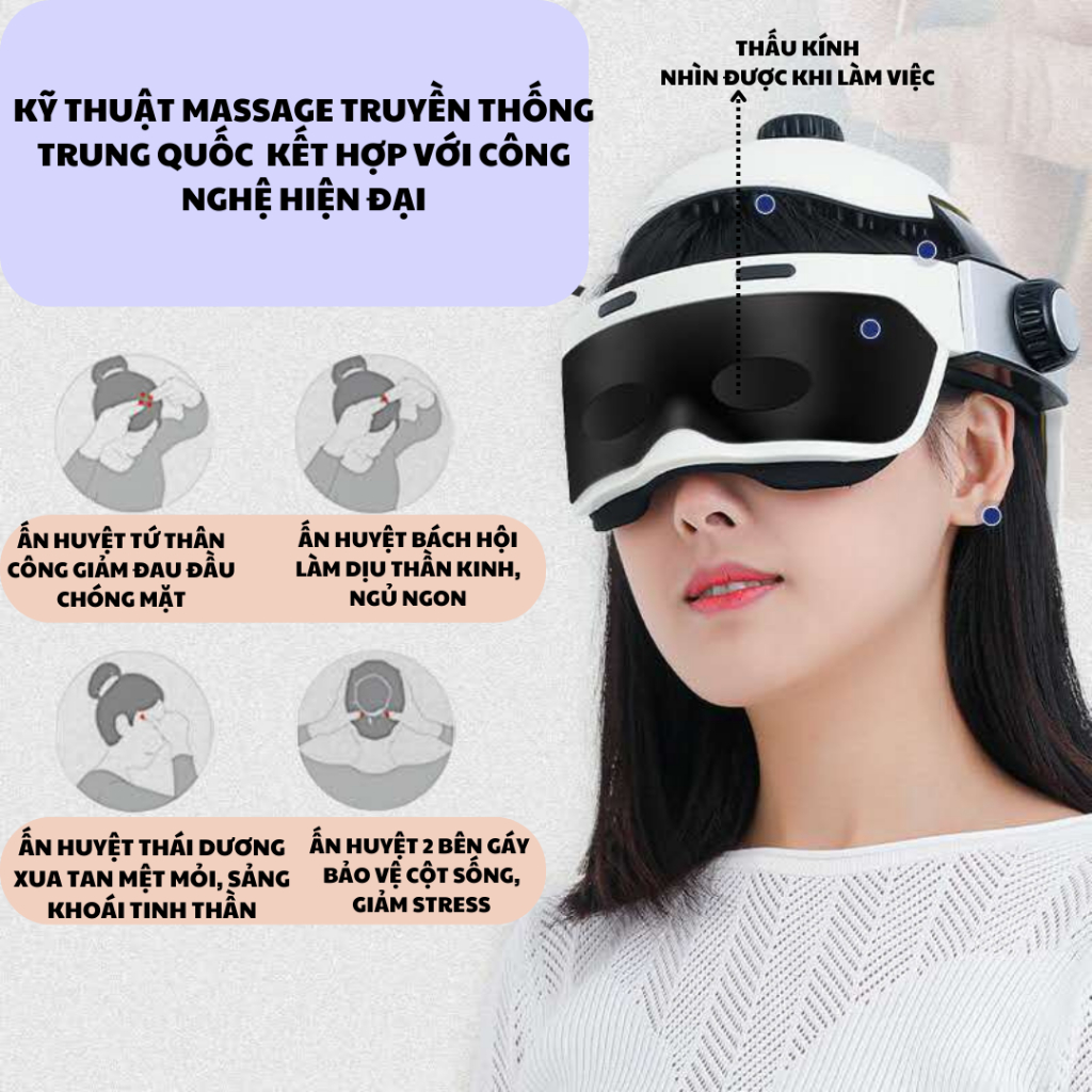 Máy massage đầu cao cấp DAITASHI ZC-608,mát xa nén khí gia nhiệt kết hợp bluetooth nghe nhạc thư giãn
