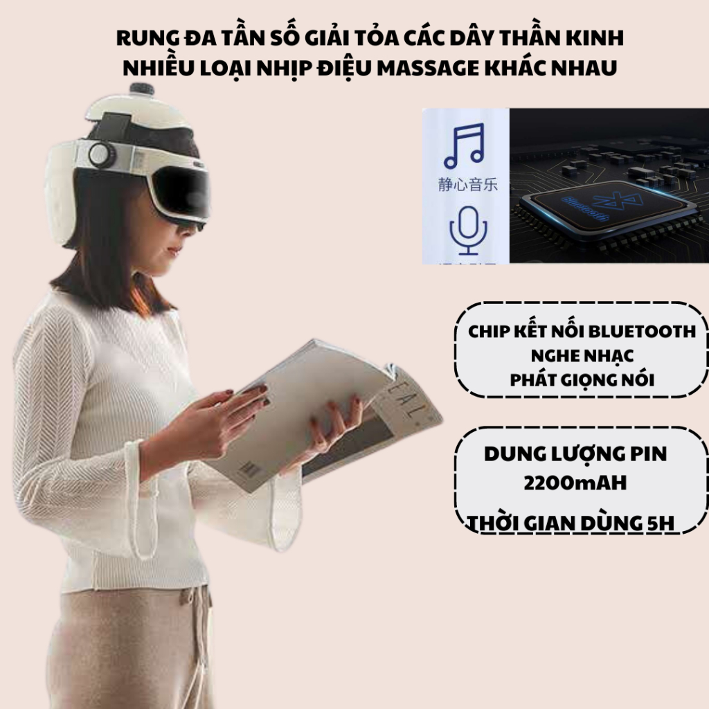Máy massage đầu cao cấp DAITASHI ZC-608,mát xa nén khí gia nhiệt kết hợp bluetooth nghe nhạc thư giãn