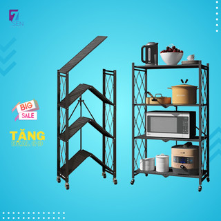 Kệ thép đa năng gấp gọn loại 3, 4 tầng loại có bánh xe tiện lợi