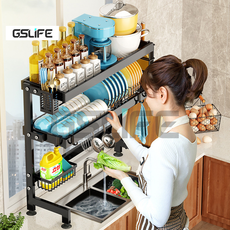 GSlife Kệ Đựng Bát Đĩa Thông Minh-1/2 Tầng Kệ Để Đồ Chén Đĩa Trên Bồn Rửa Bát Cao Cấp Đa Năng